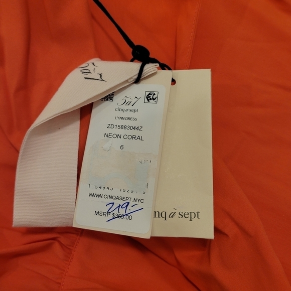 NWT Cinq a Sept Neon Coral Lynn Dress - Picture 7 of 7